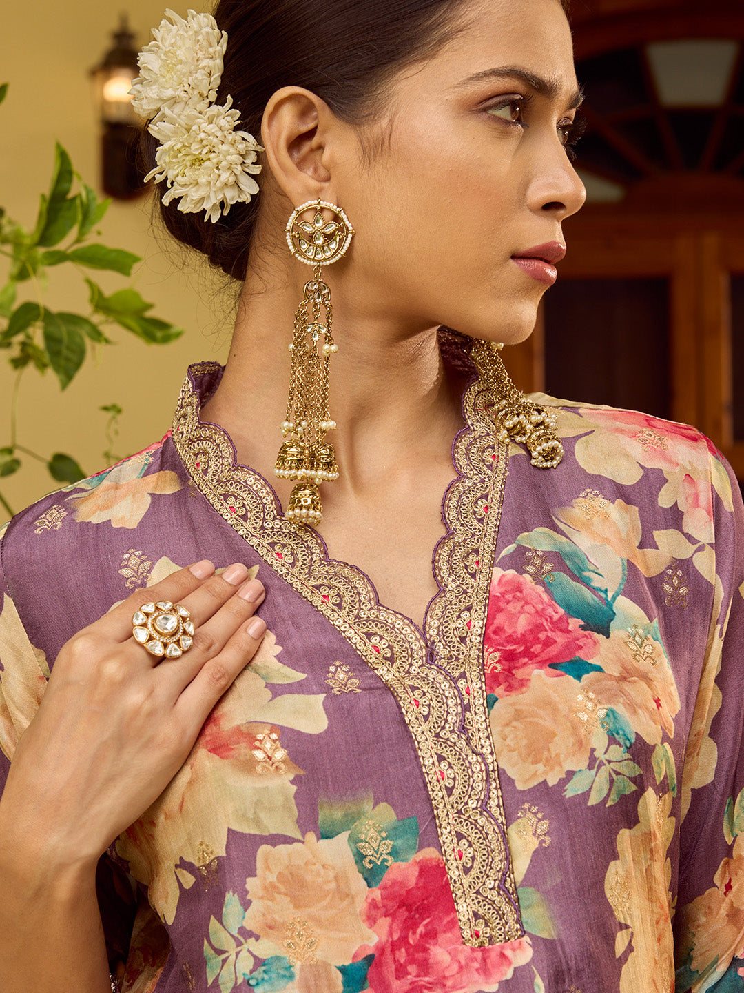 Banarasi Embroidery Kurta With Pants &amp; Dupatta