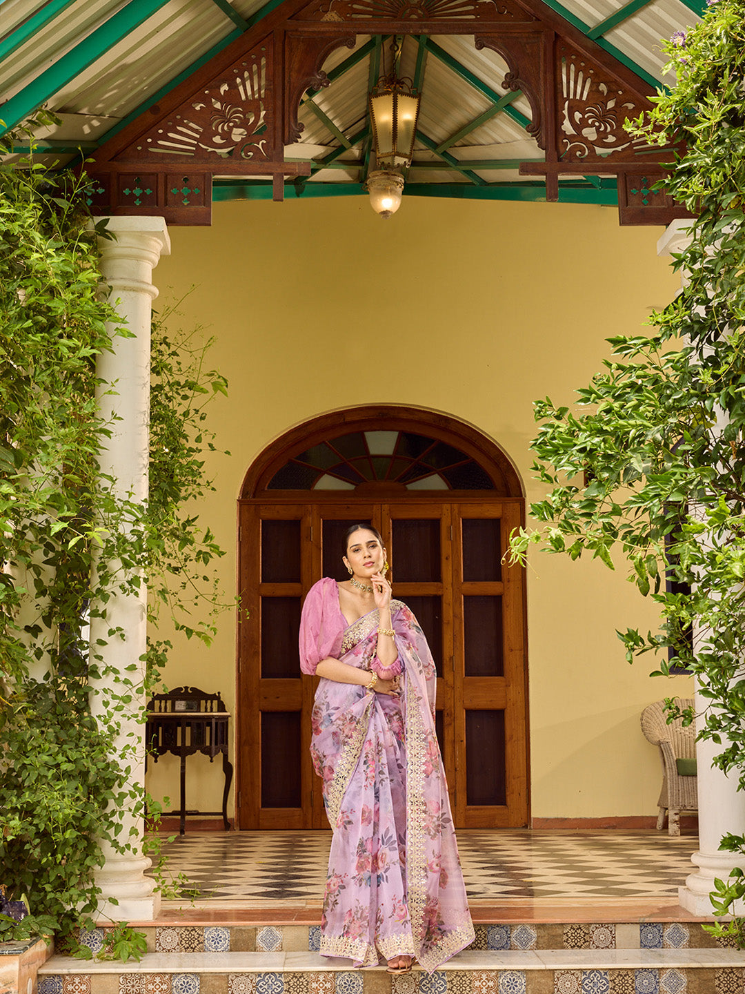 Sequin Embroidery Organza Saree