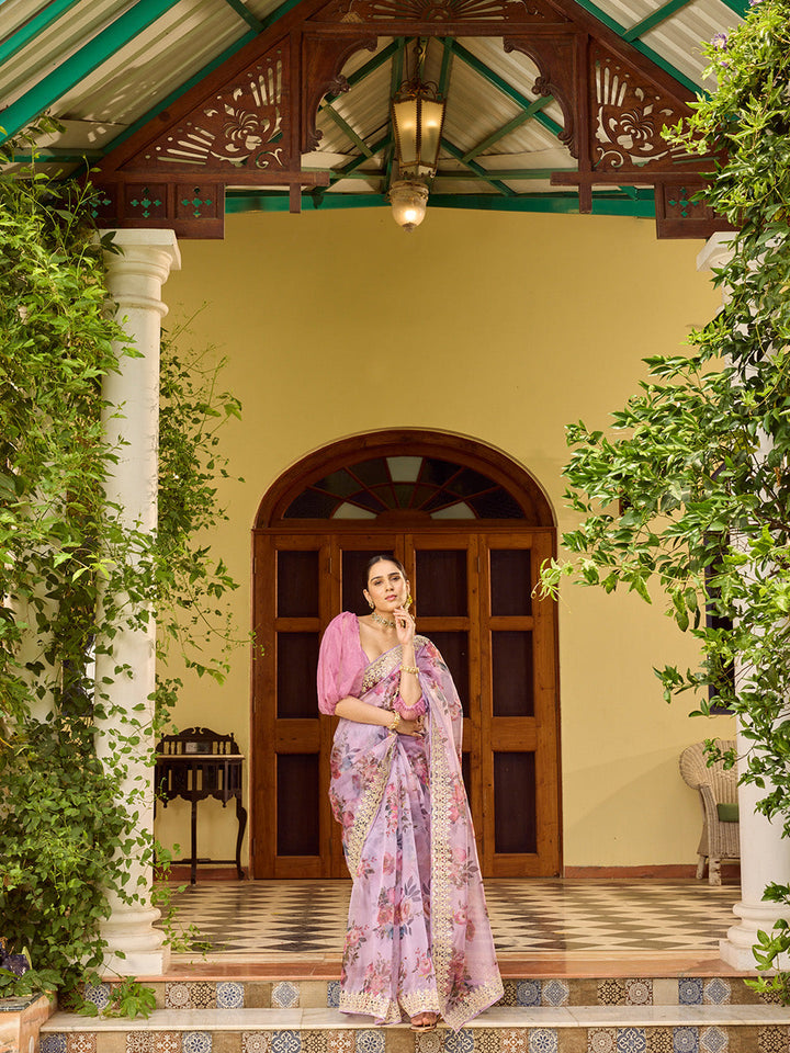 Sequin Embroidery Organza Saree