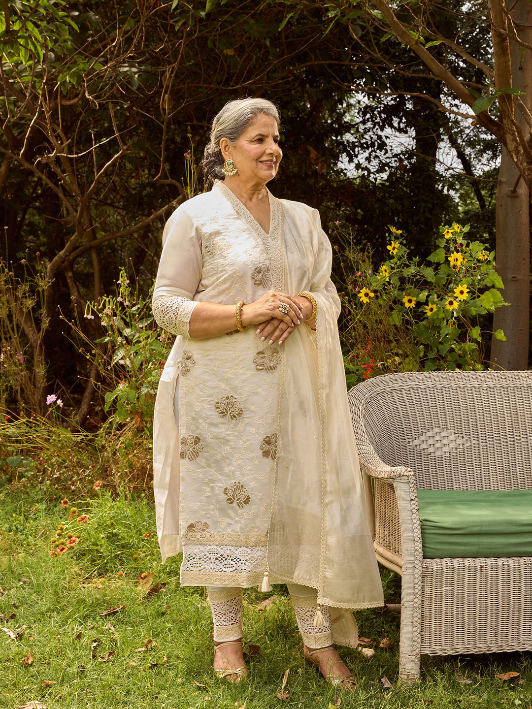 Resham Embroidered Chanderi Suit Set With Dupatta