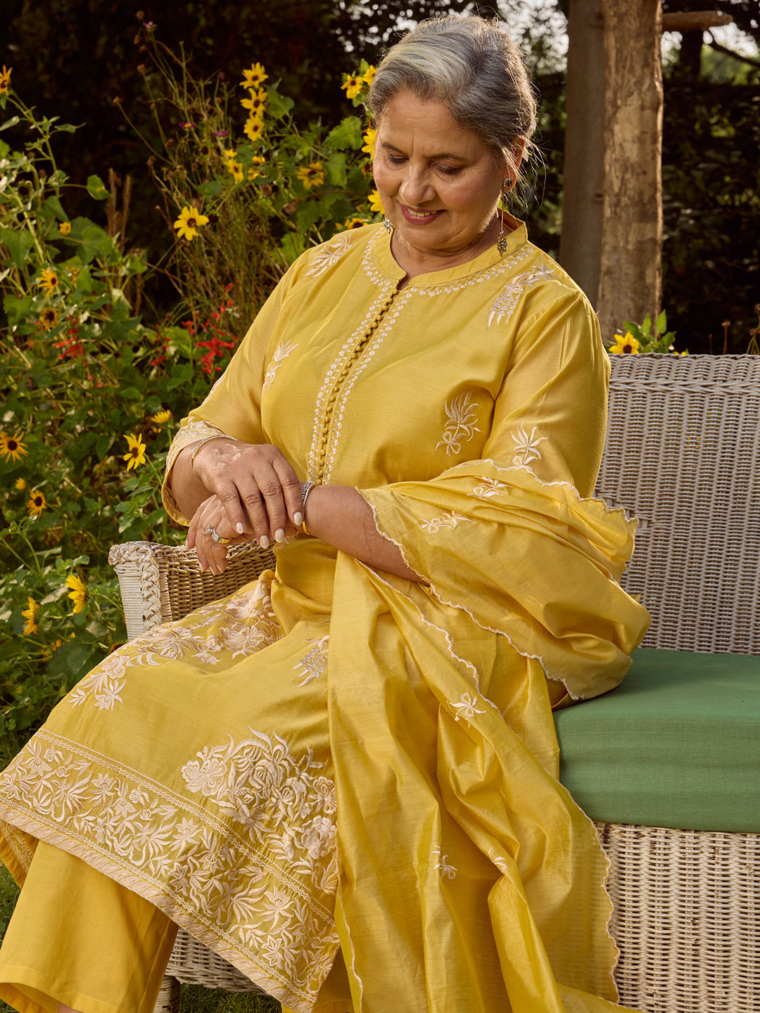 Resham Embroidered Chanderi Suit Set With Dupatta