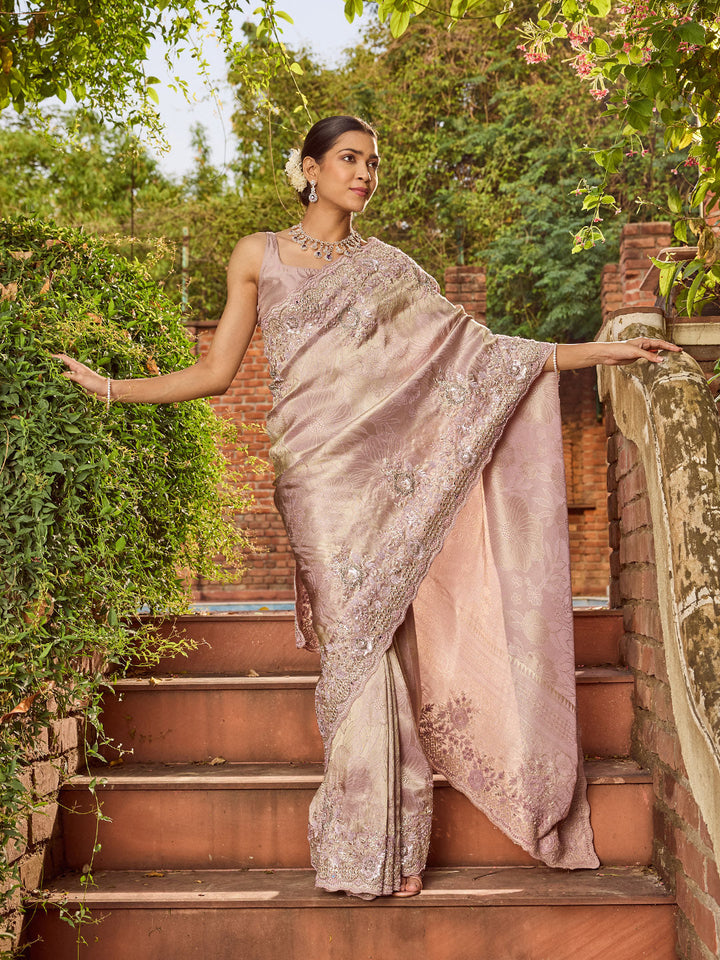 Woven &amp; Sequin Embroidered Banarasi Saree