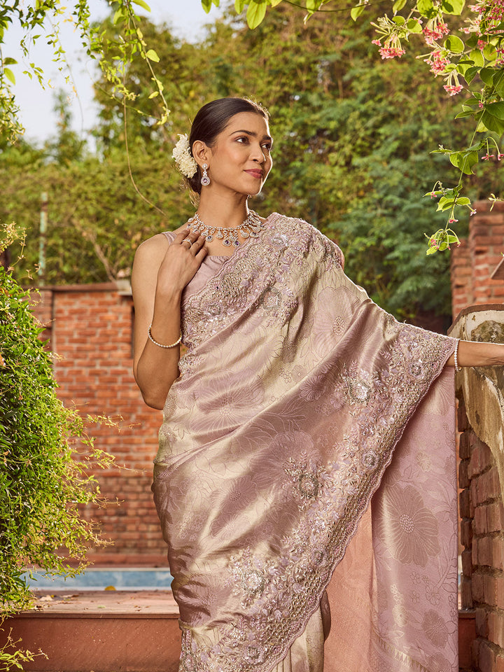 Woven &amp; Sequin Embroidered Banarasi Saree