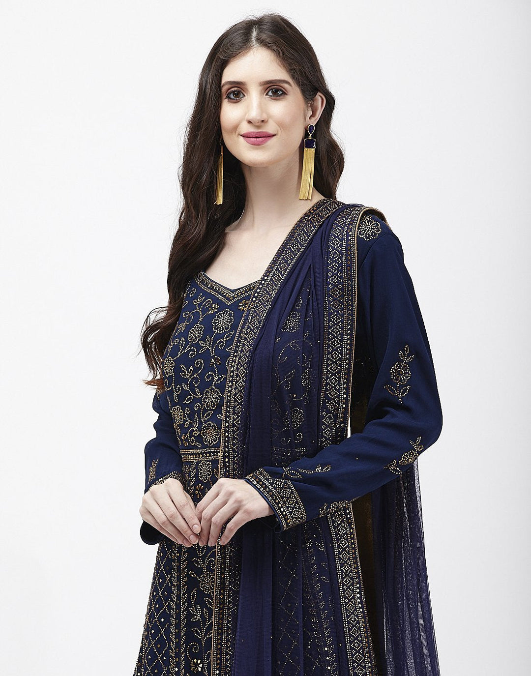 MBZ Meena Bazaar-Navy Blue Art Georgette Salwar Kameez