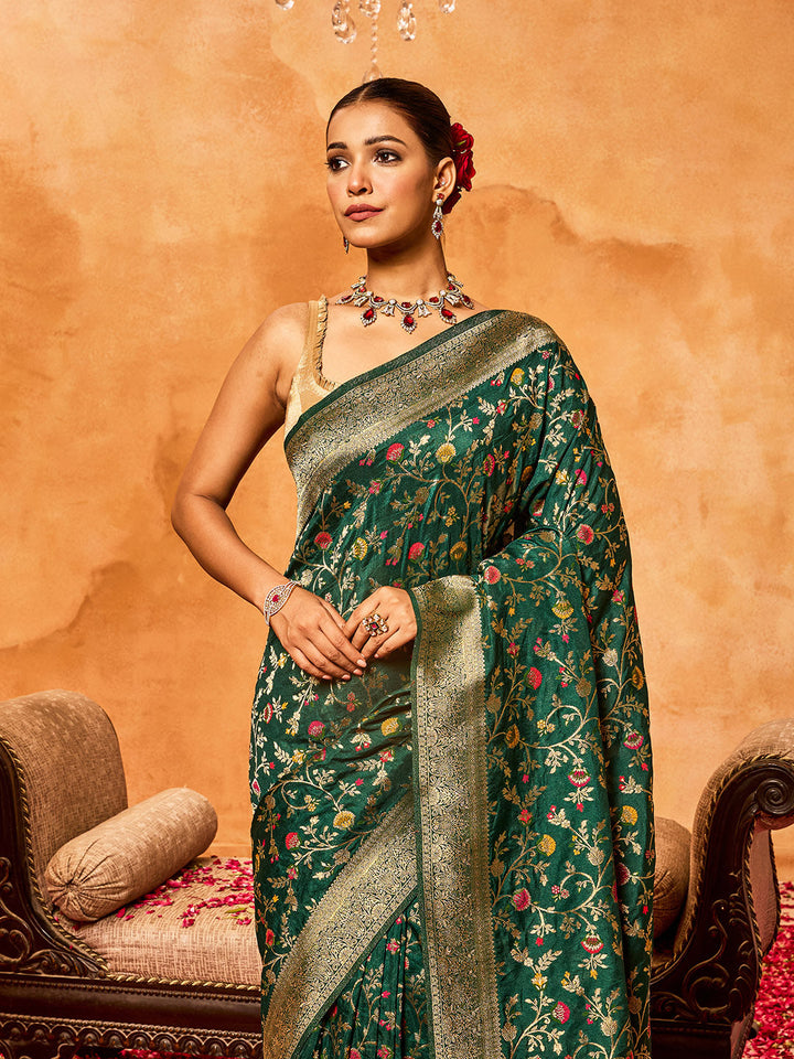 Floral Woven Zari Jaal Crepe Saree