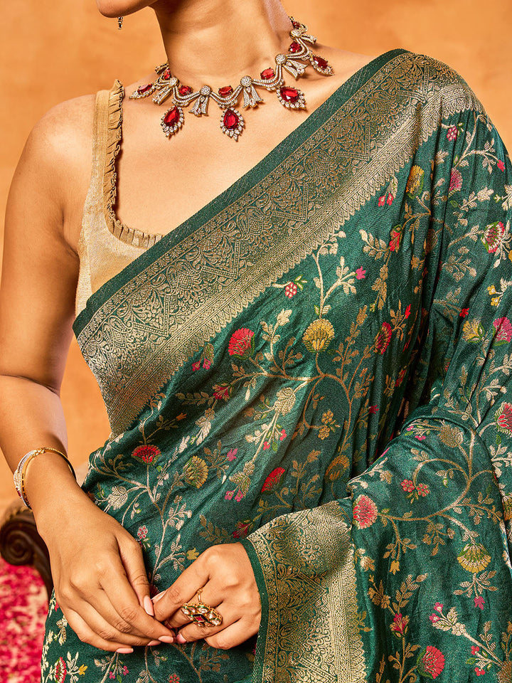 Floral Woven Zari Jaal Crepe Saree