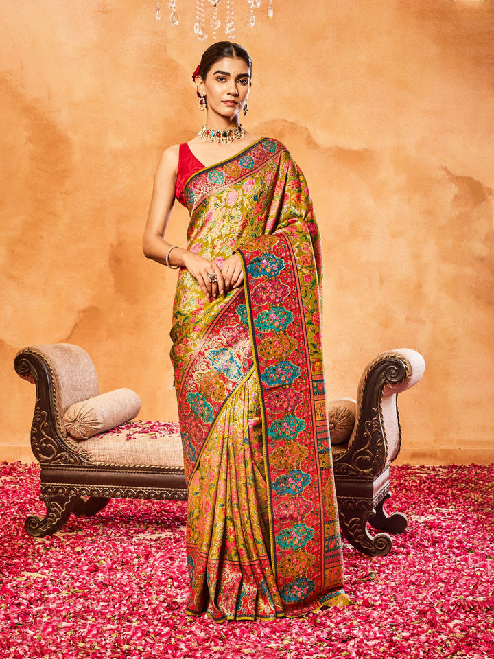 Floral Woven Design Dola Silk Saree