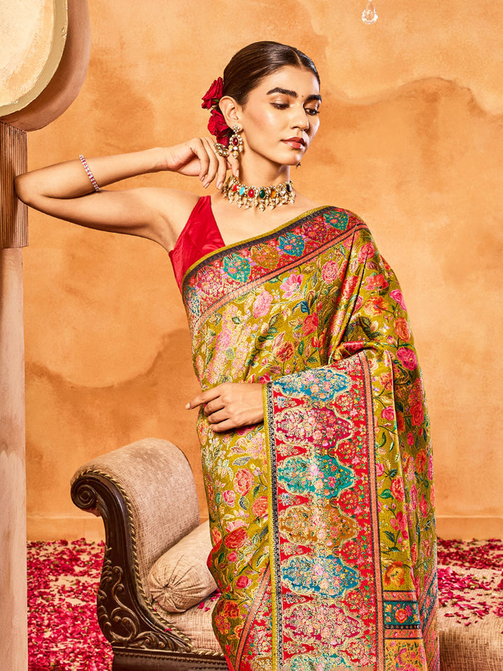 Floral Woven Design Dola Silk Saree