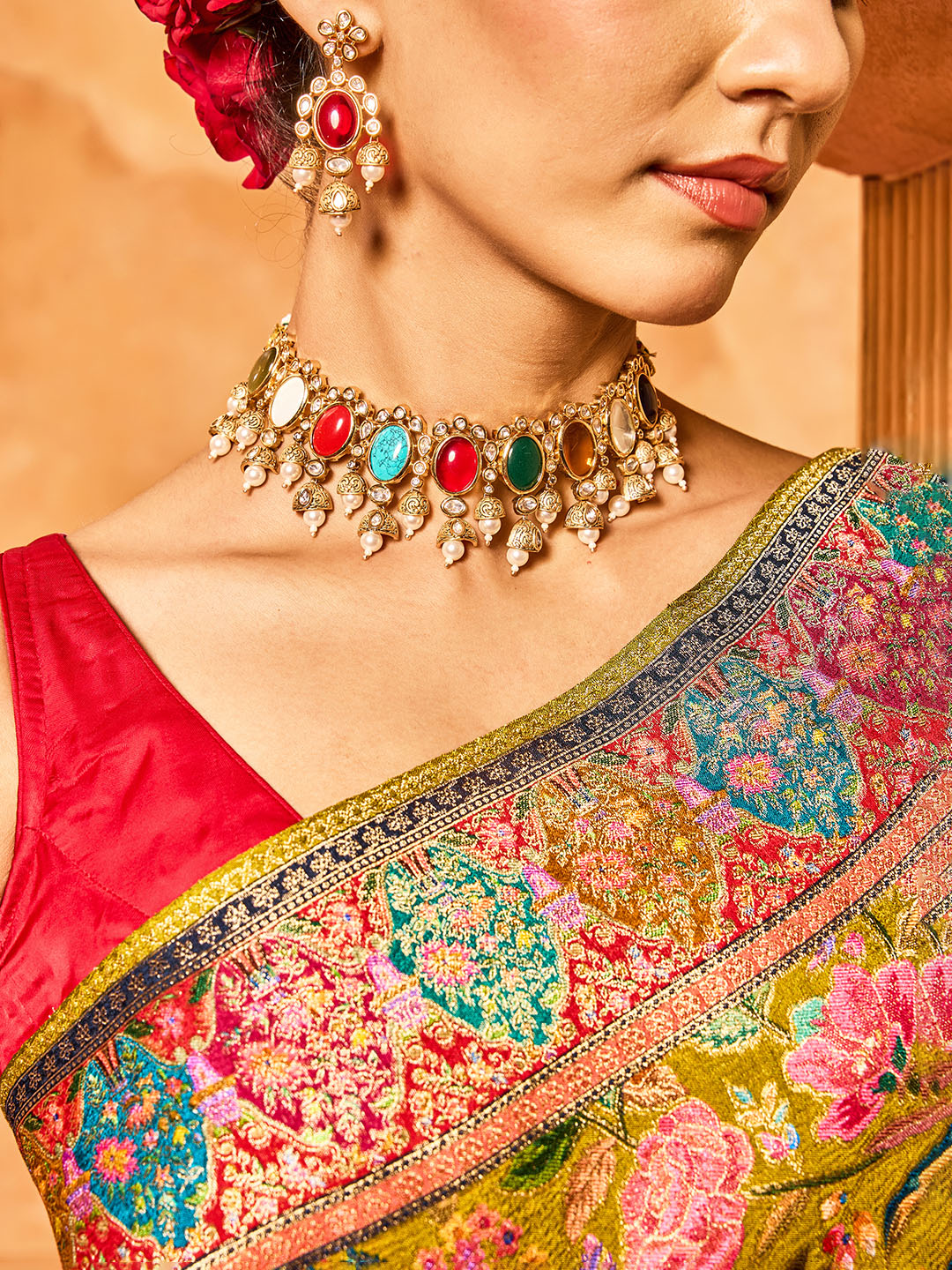 Floral Woven Design Dola Silk Saree