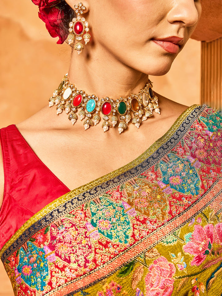 Floral Woven Design Dola Silk Saree