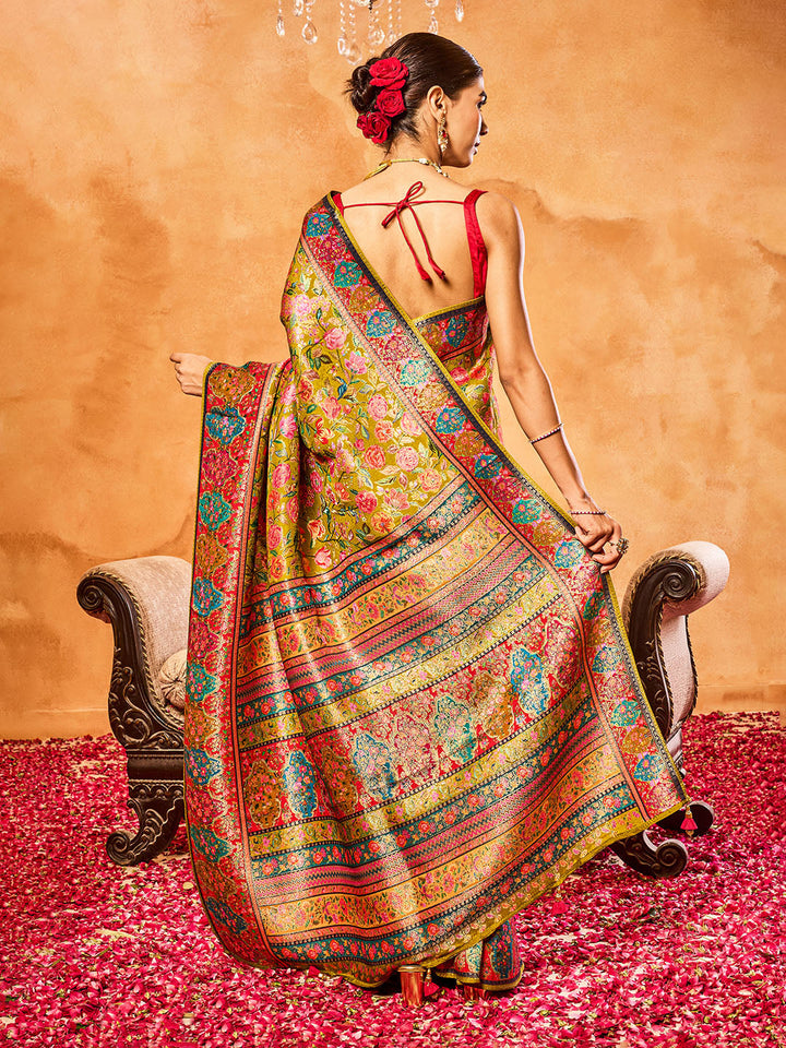 Floral Woven Design Dola Silk Saree