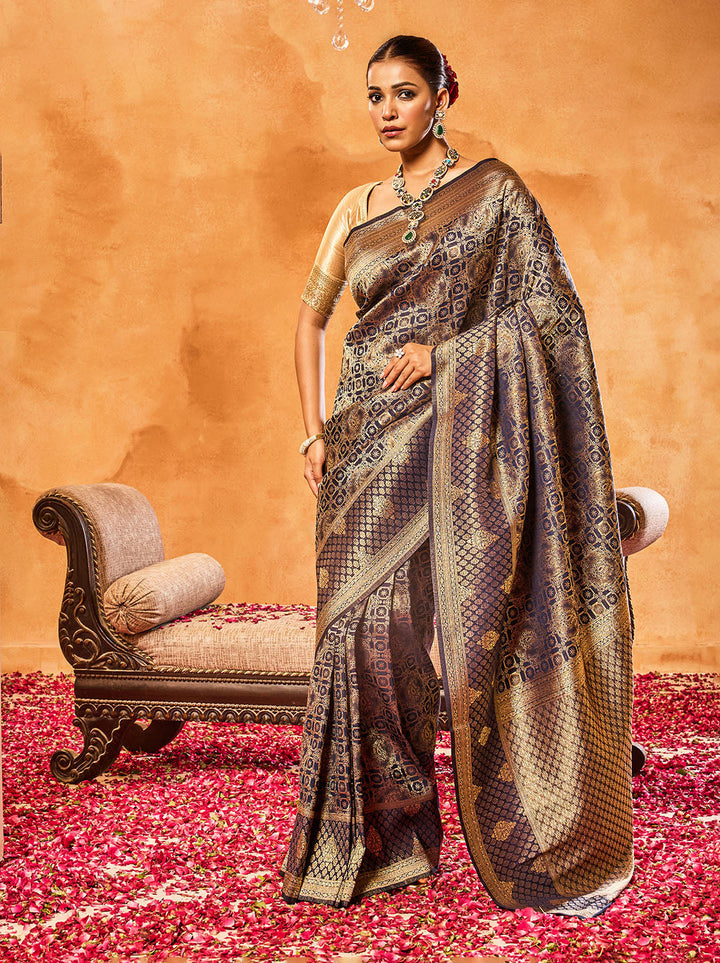 Zari Jaal Woven Crepe Saree