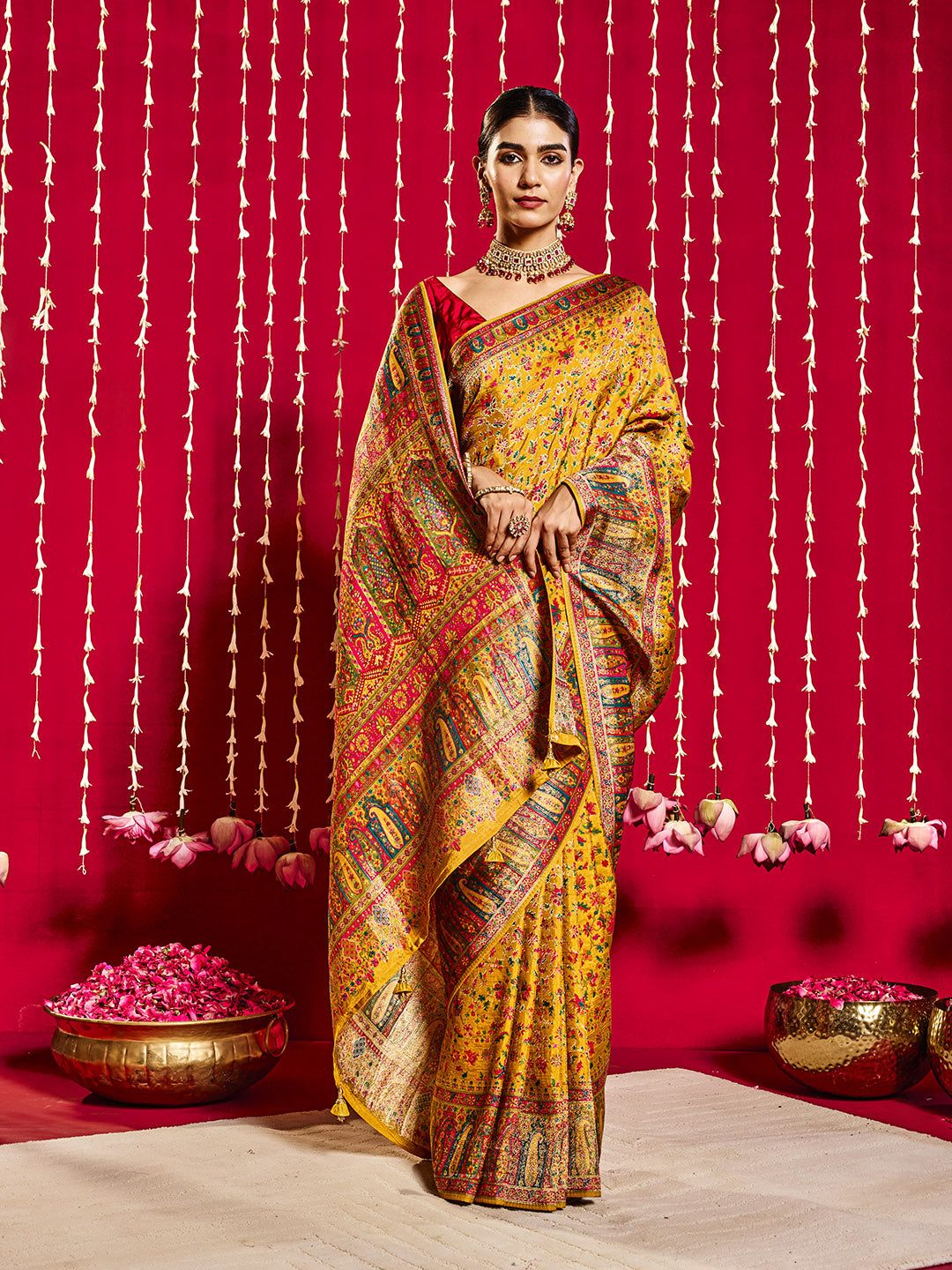 Floral Woven Jaal Art Silk Saree