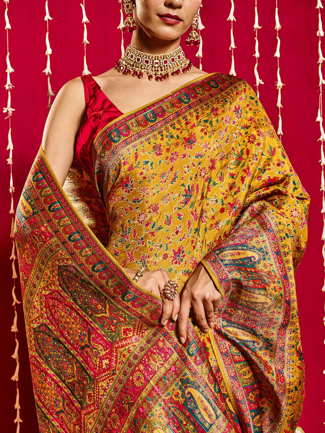 Floral Woven Jaal Art Silk Saree