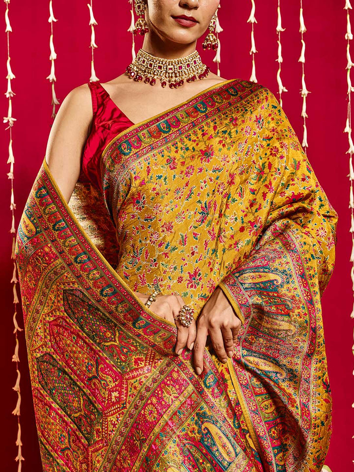 Floral Woven Jaal Art Silk Saree