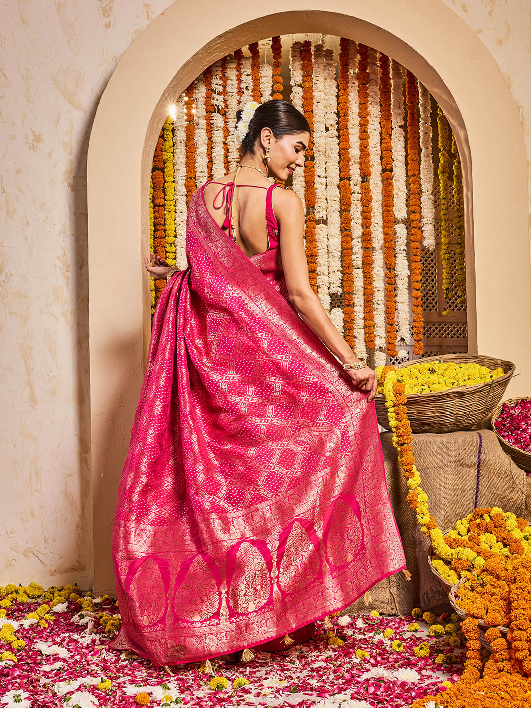 Zari Jaal Woven Dola Handloom Saree