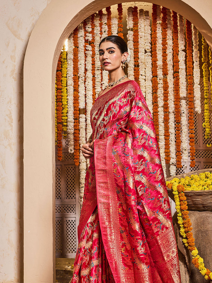 Zari Jaal Woven Satin Saree