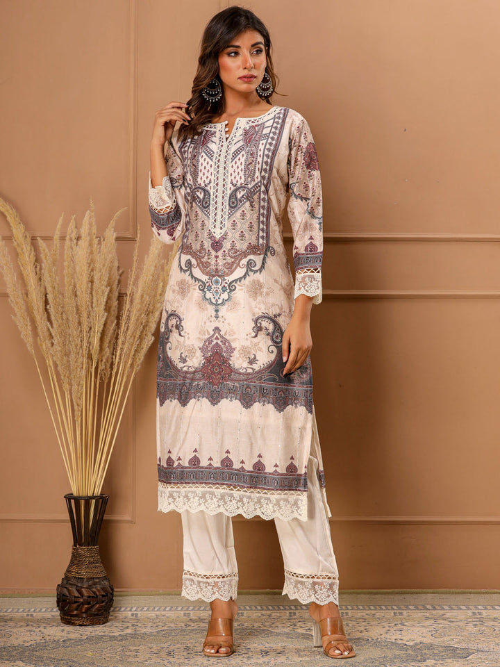 Printed Cotton Suit Set With Dupatta