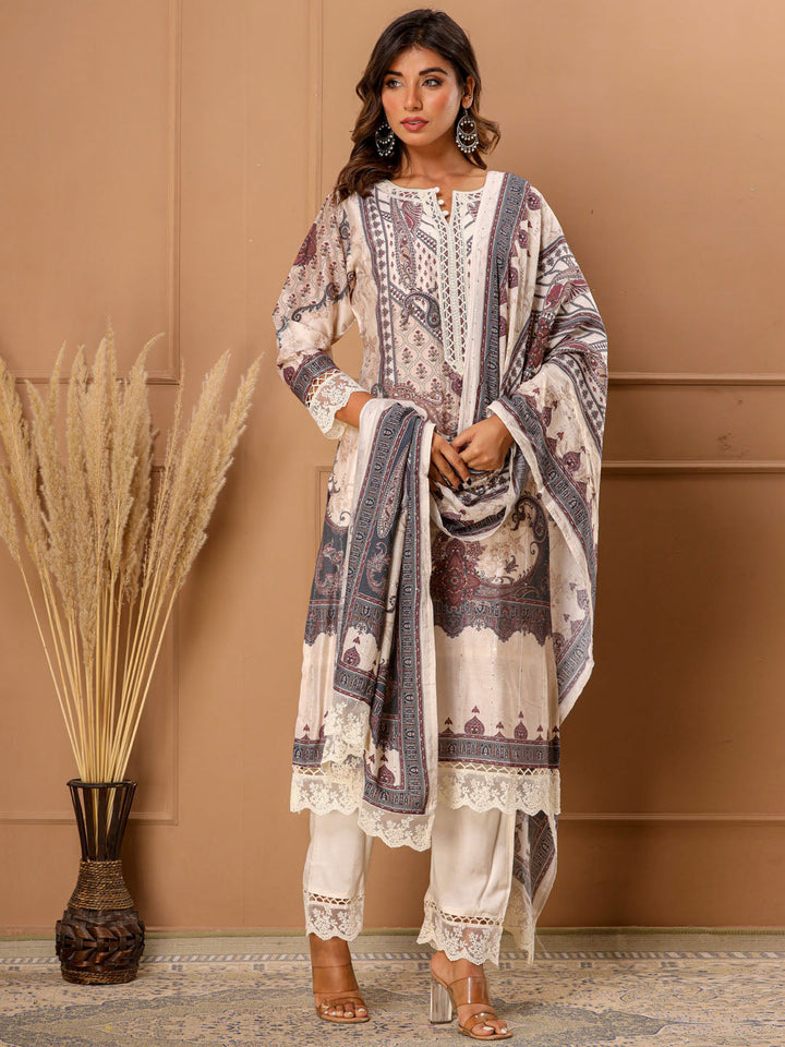 Printed Cotton Suit Set With Dupatta