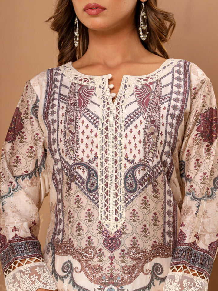 Printed Cotton Suit Set With Dupatta