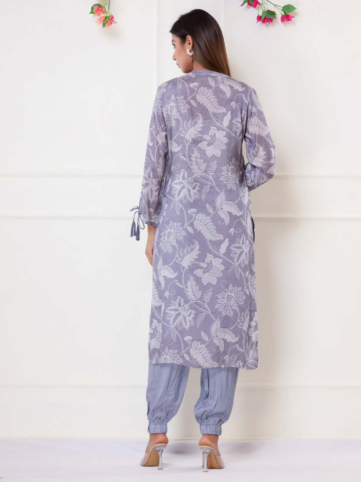 Floral Printed Muslin Kurta With Pants