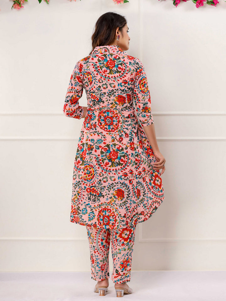 Floral Printed Cotton Kurta With Pants
