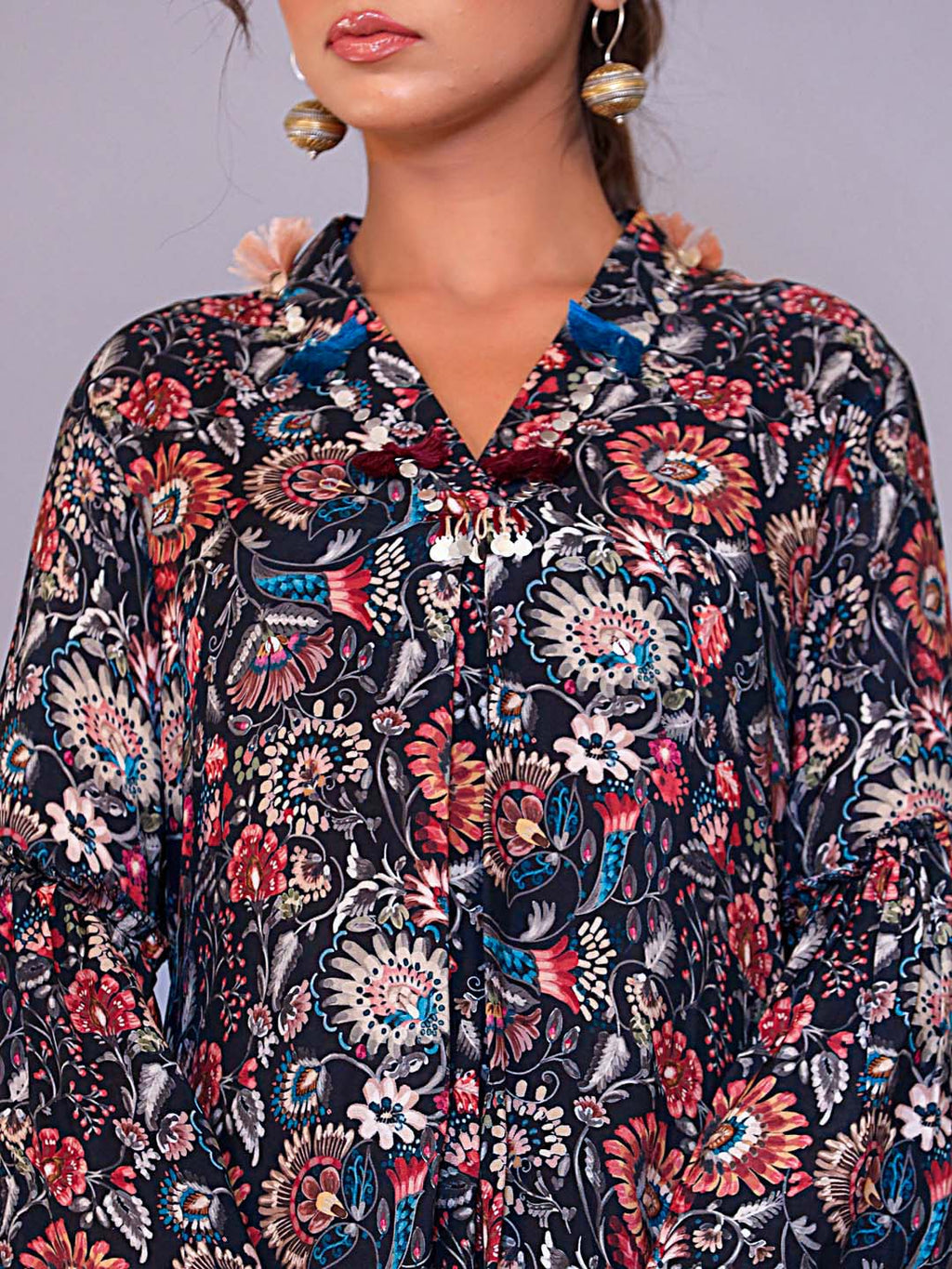 Floral Printed Muslin Kurta With Pants