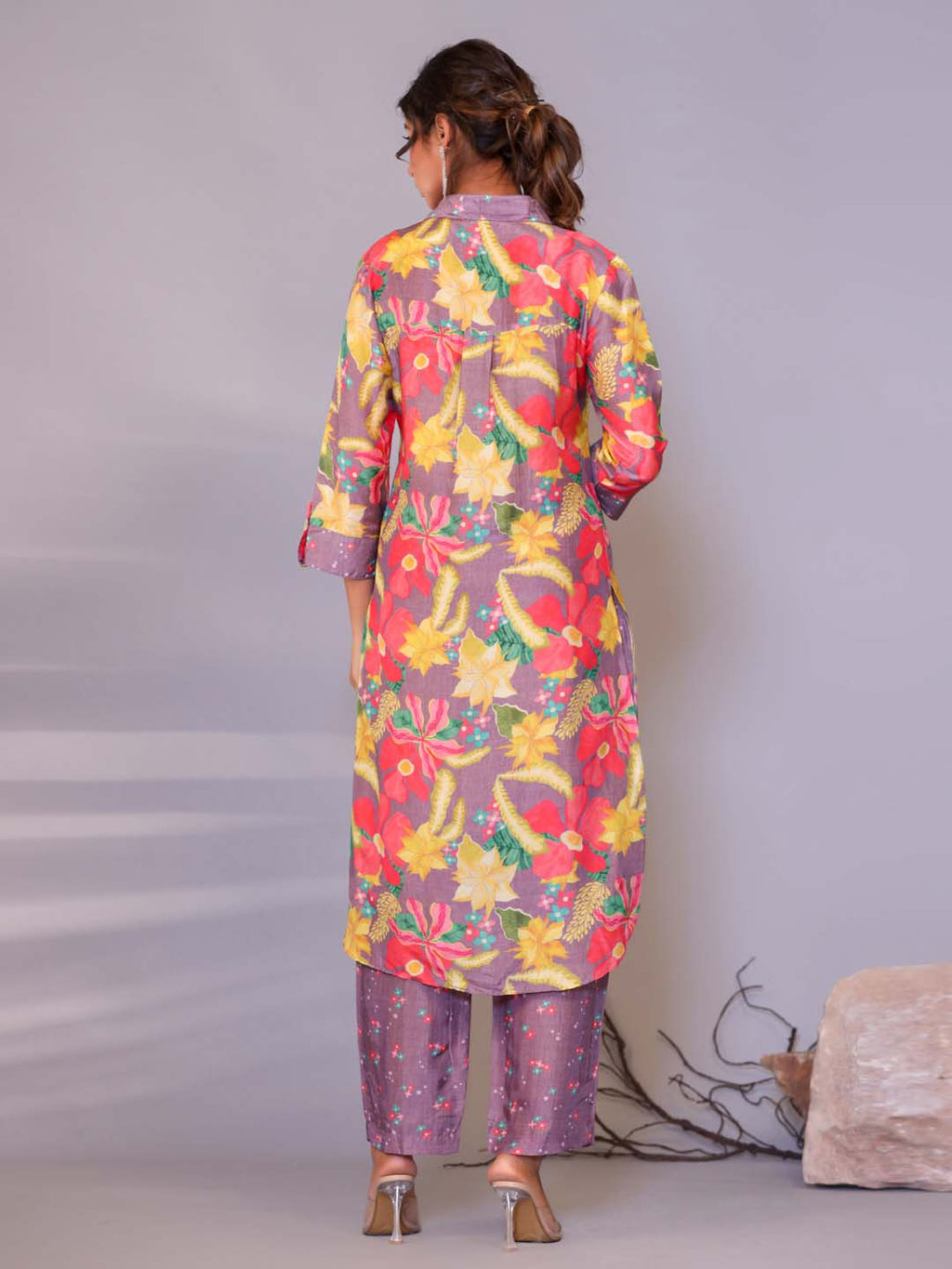 Floral Printed Muslin Kurta With Pants