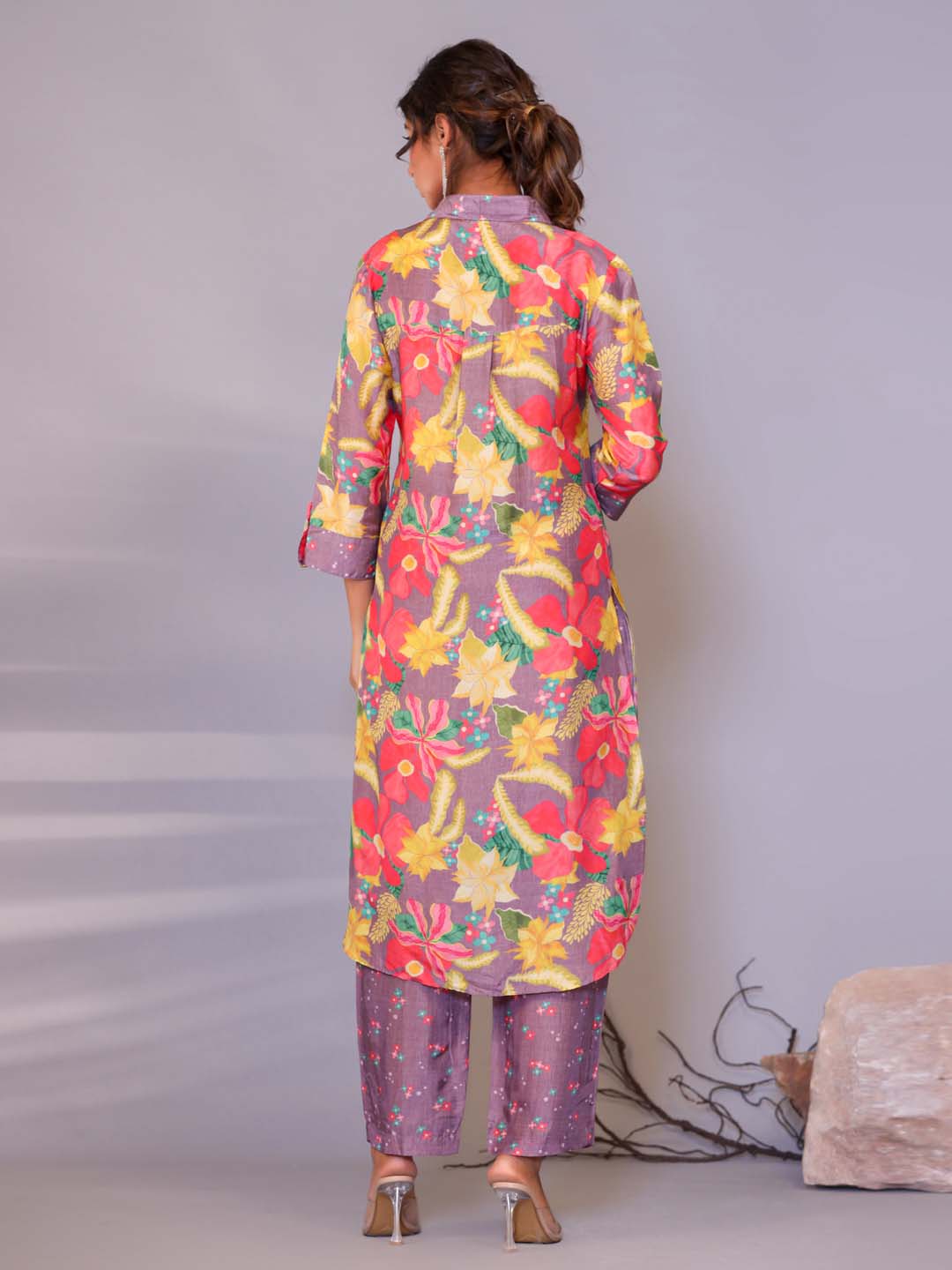 Floral Printed Muslin Kurta With Pants