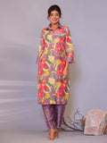 Floral Printed Muslin Kurta With Pants