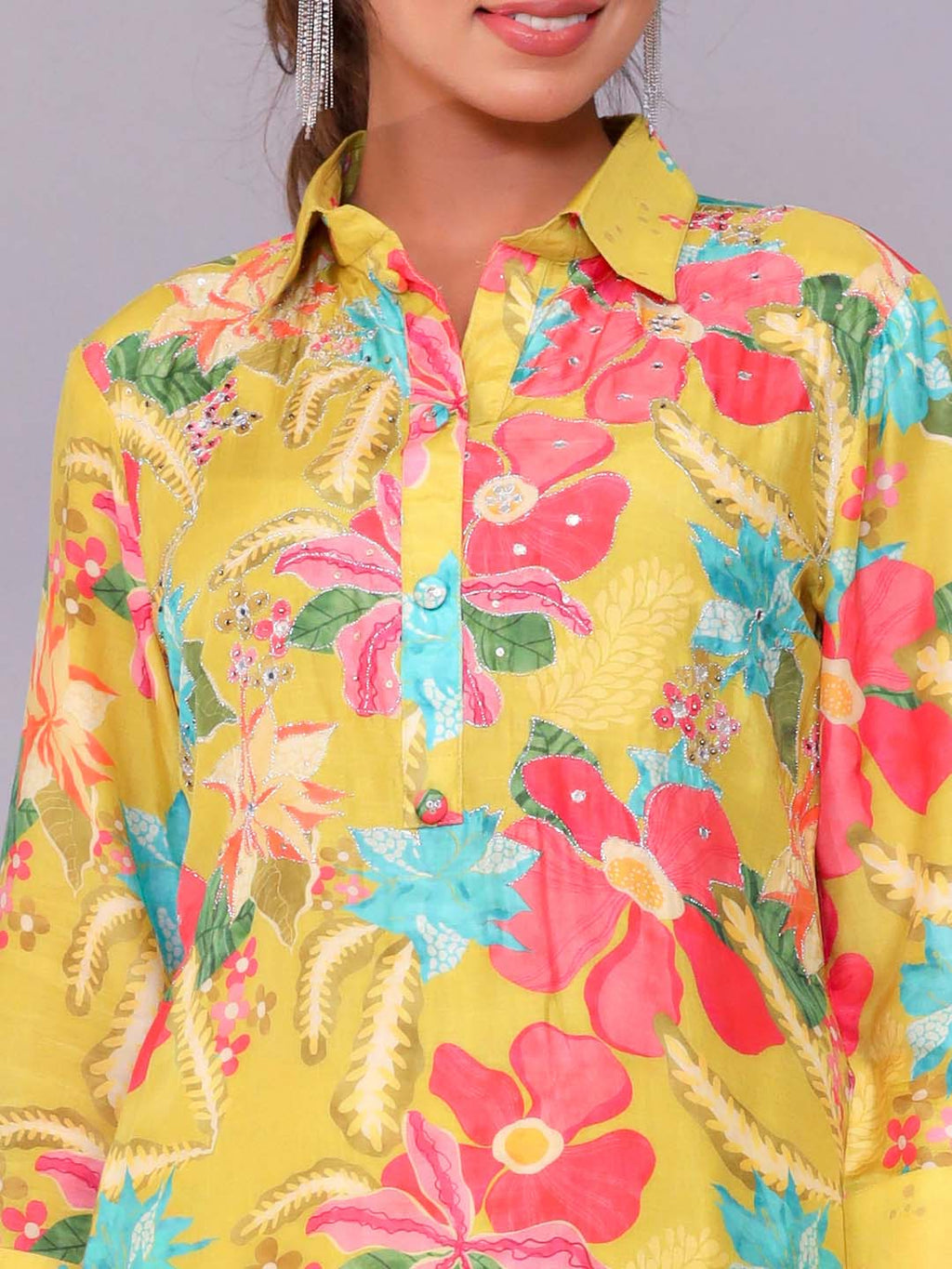 Floral Printed Muslin Kurta With Pants