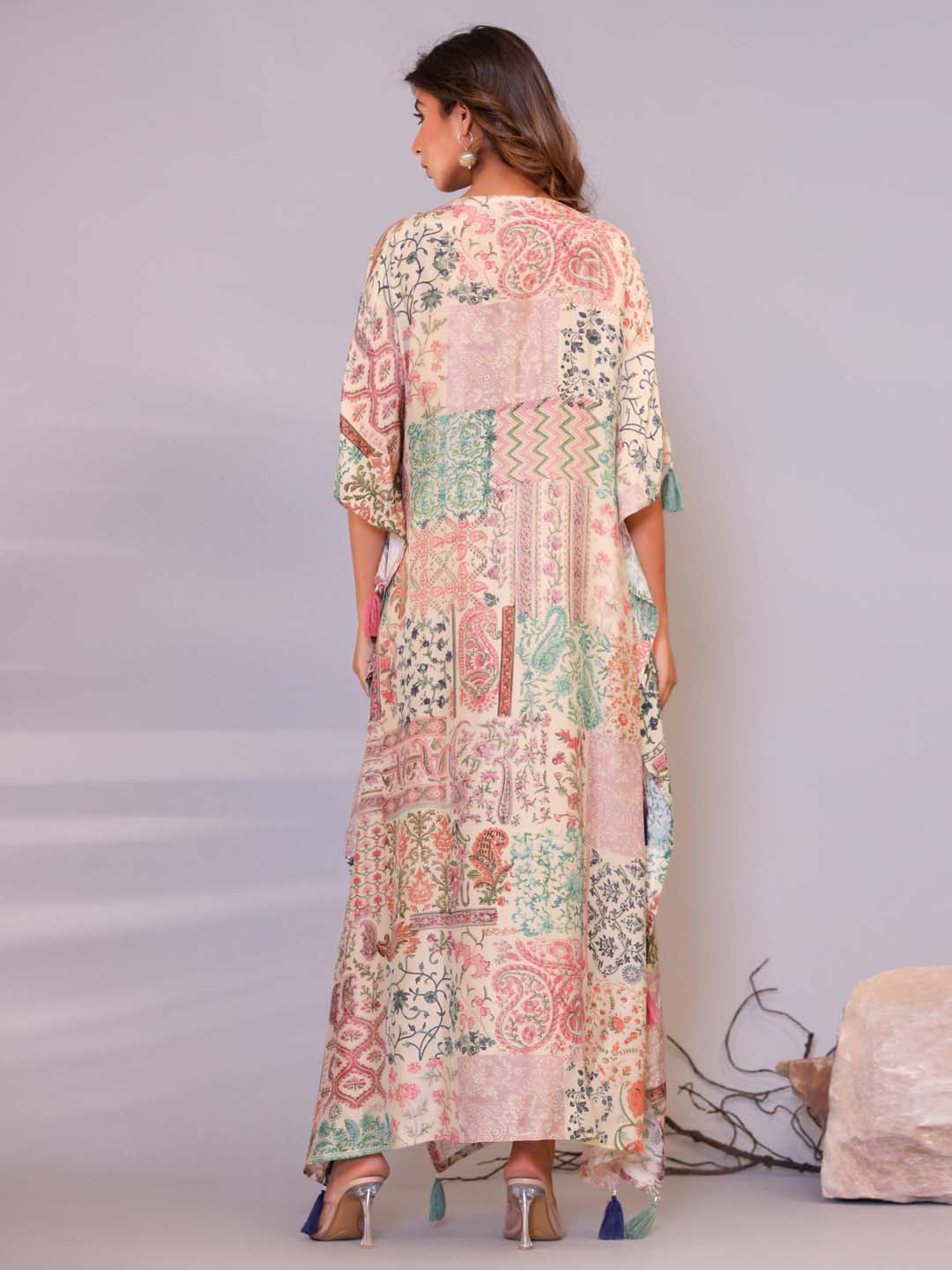 Floral Printed Muslin Kaftan Kurta