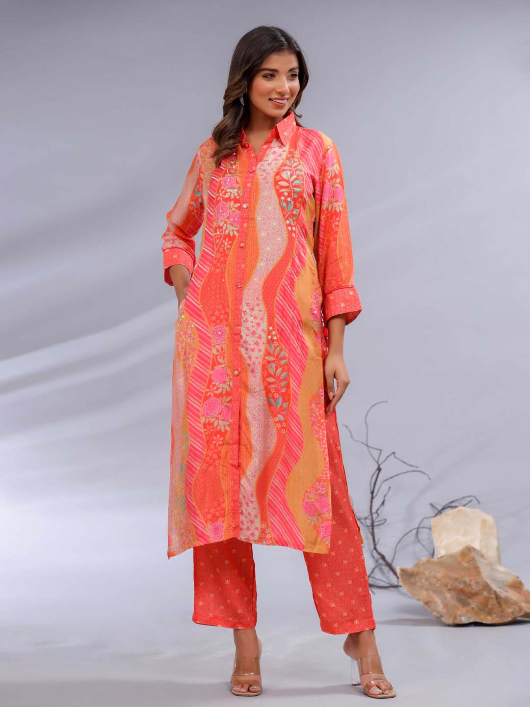 Printed Muslin Kurta With Pants