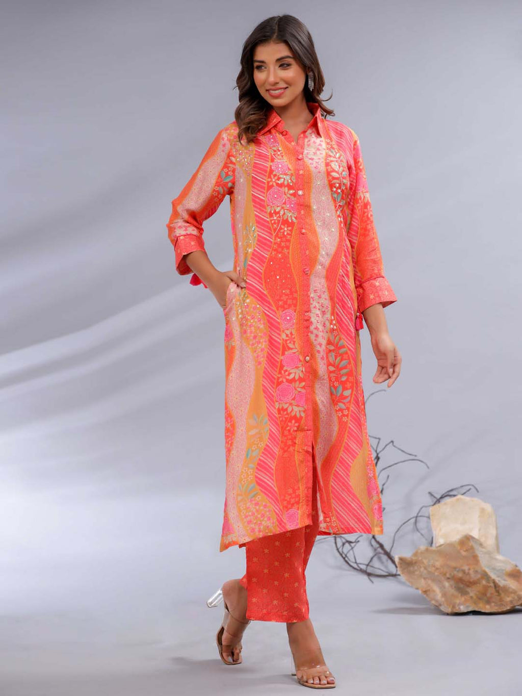 Printed Muslin Kurta With Pants