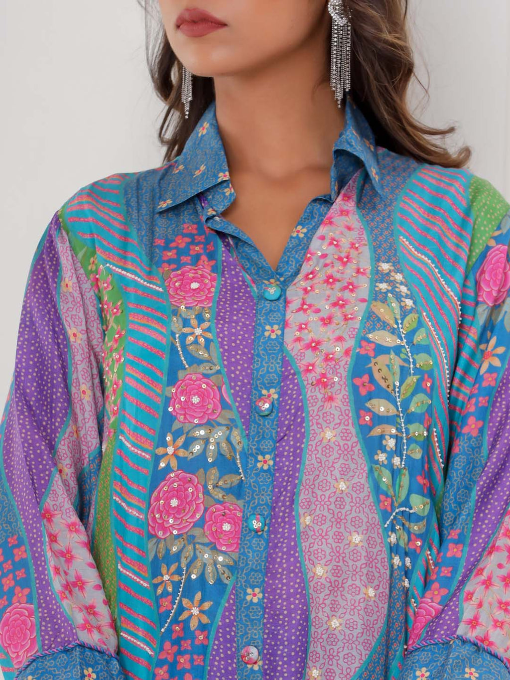 Floral Printed Muslin Kurta With Pants