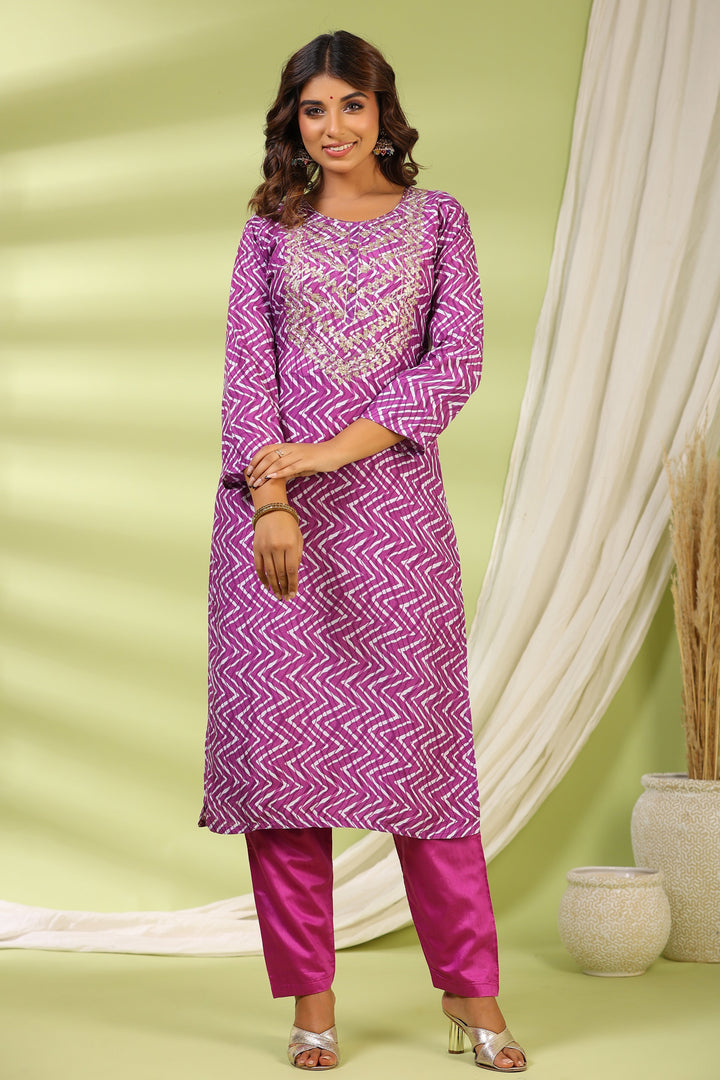 Printed Muslin Kurta With Pants &amp; Dupatta