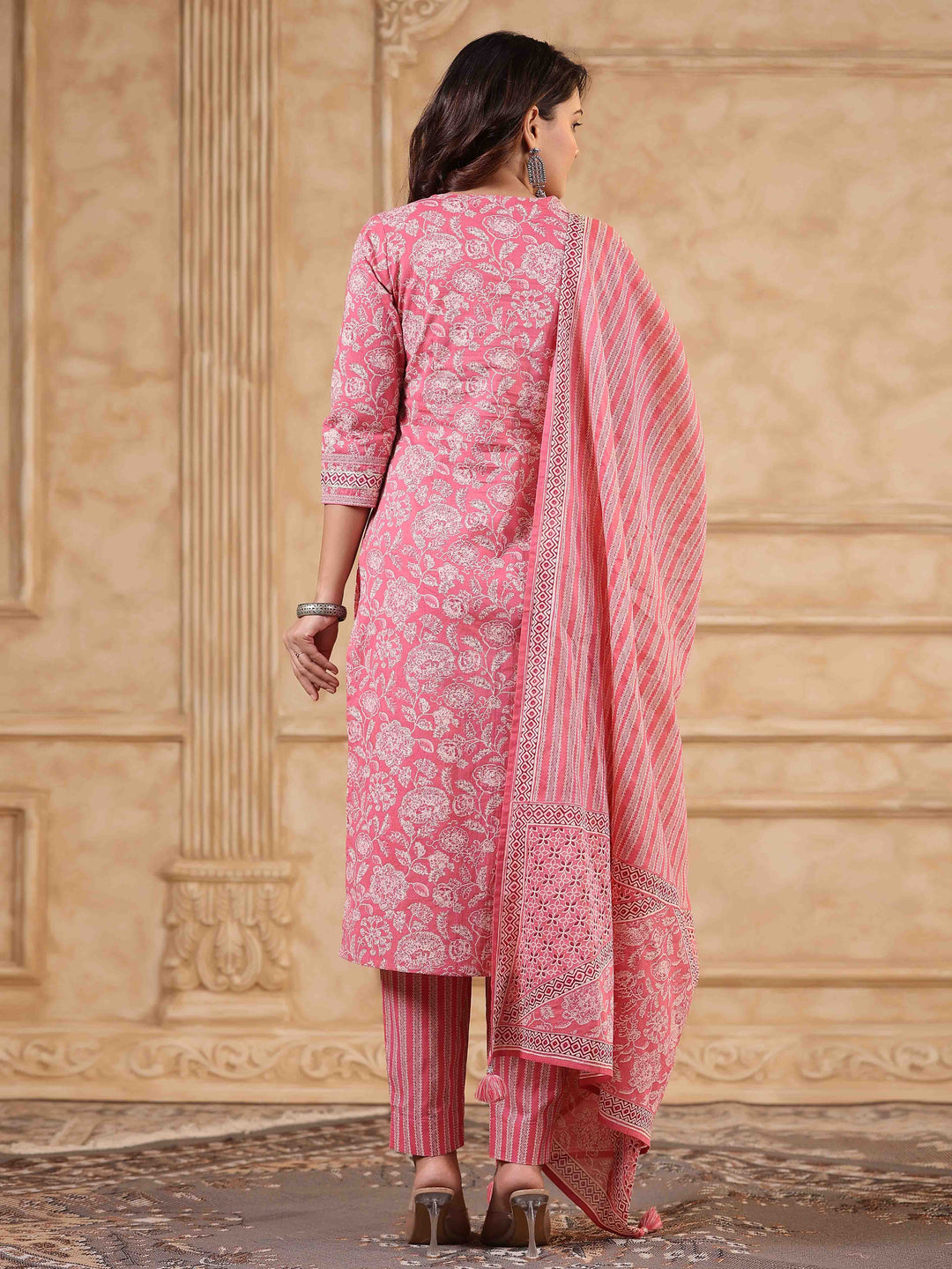 Floral Printed Kurta With Pants &amp; Dupatta