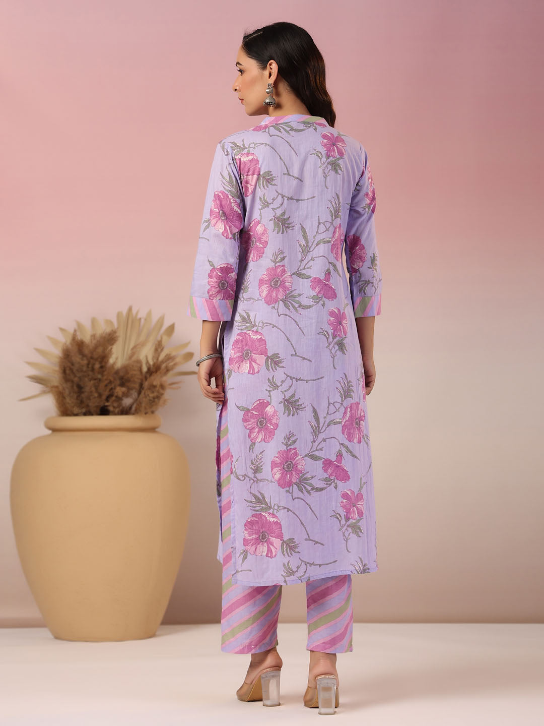 Floral Printed Cotton Kurta With Pants