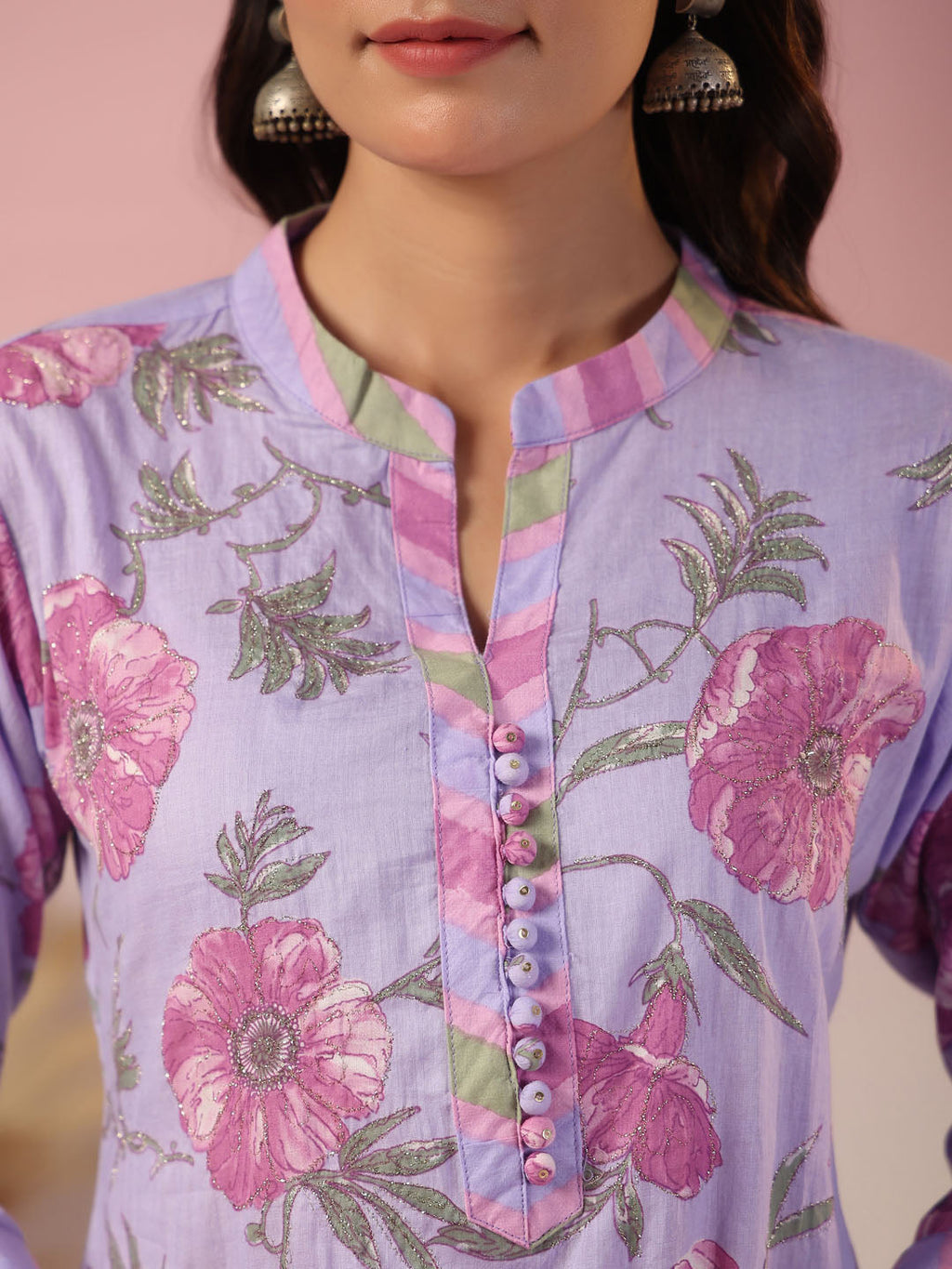Floral Printed Cotton Kurta With Pants