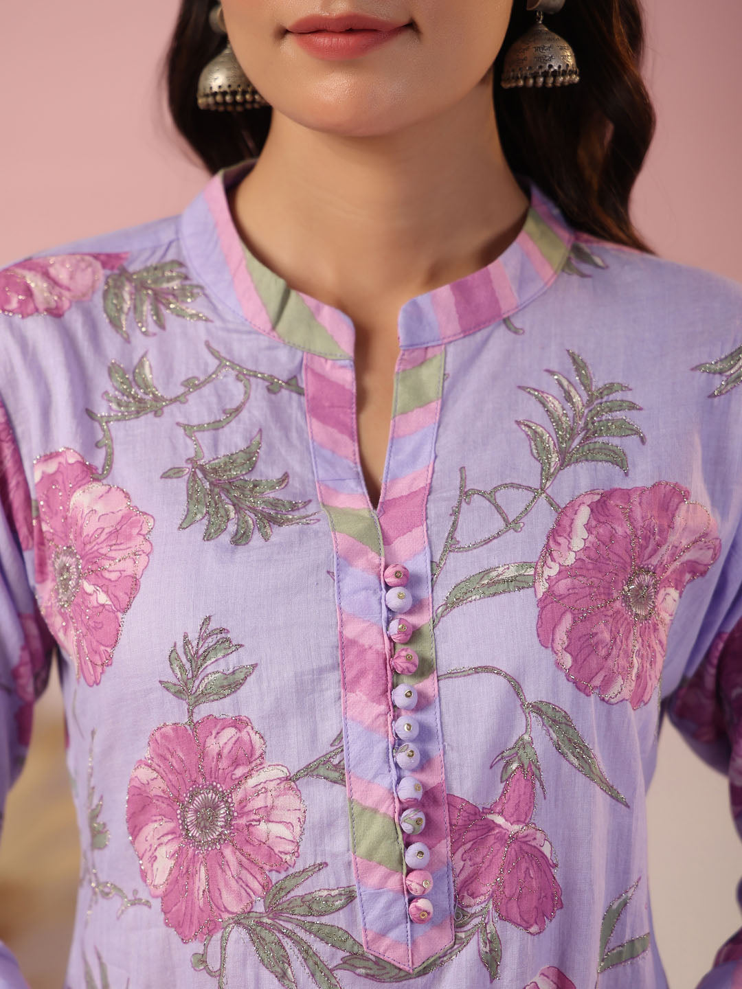 Floral Printed Cotton Kurta With Pants