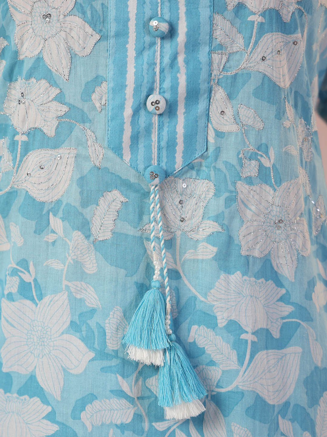 Floral Printed Cotton Kurta With Pants