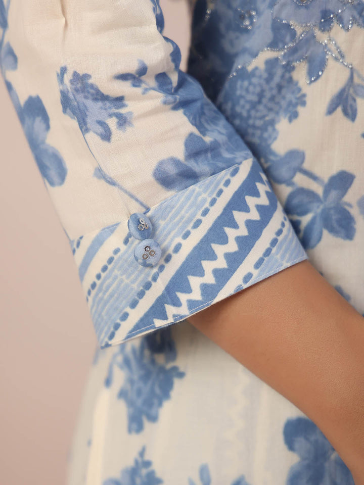 Floral Printed Cotton Kurta With Pants