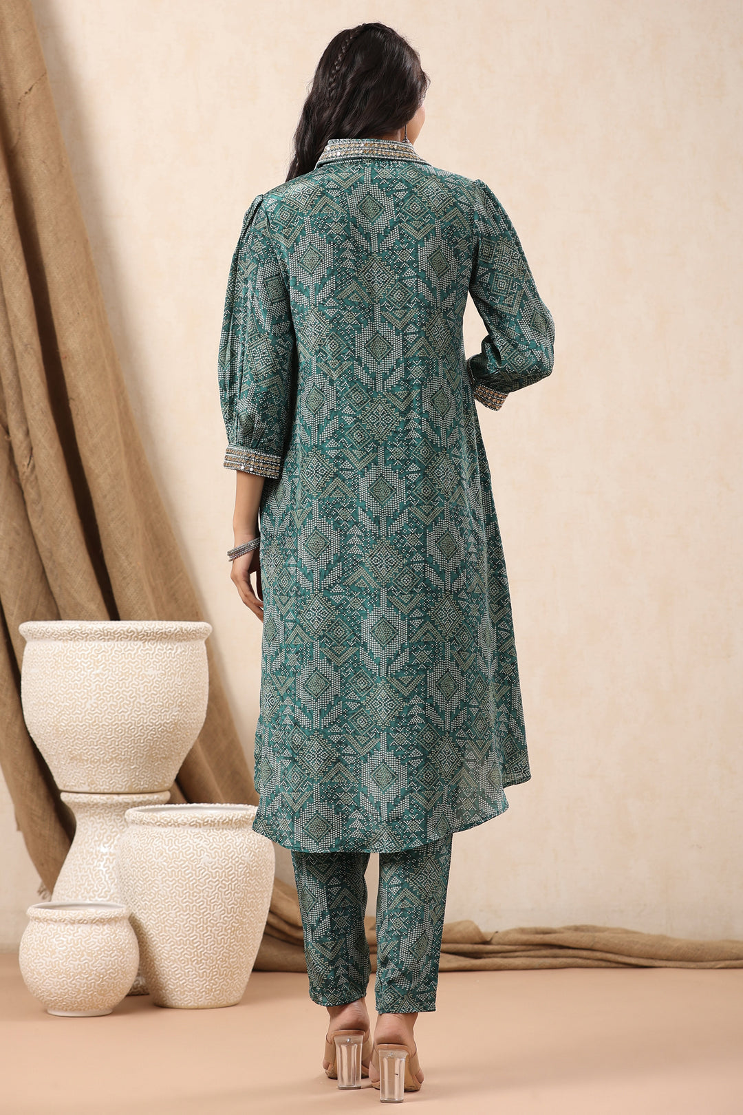Bandhani Printed Crepe Kurti With Pants