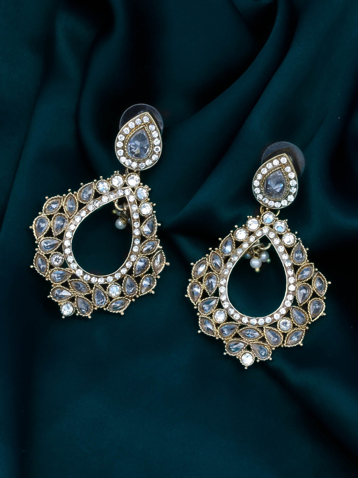 Gold & White Drop Earrings
