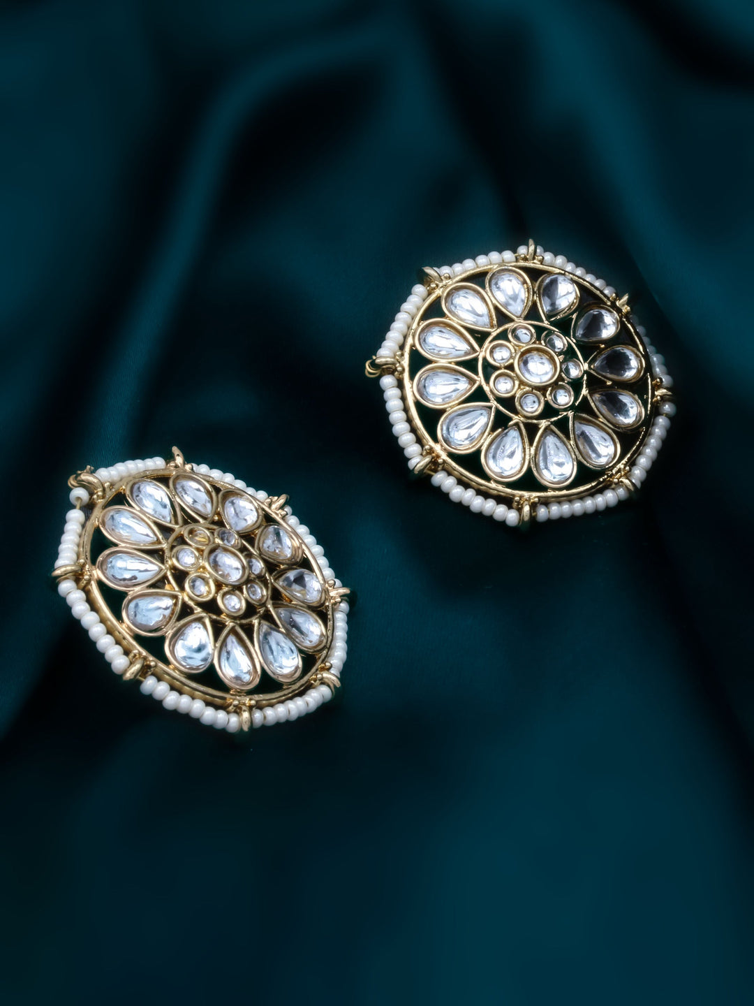 Gold &amp; White Stud Earrings