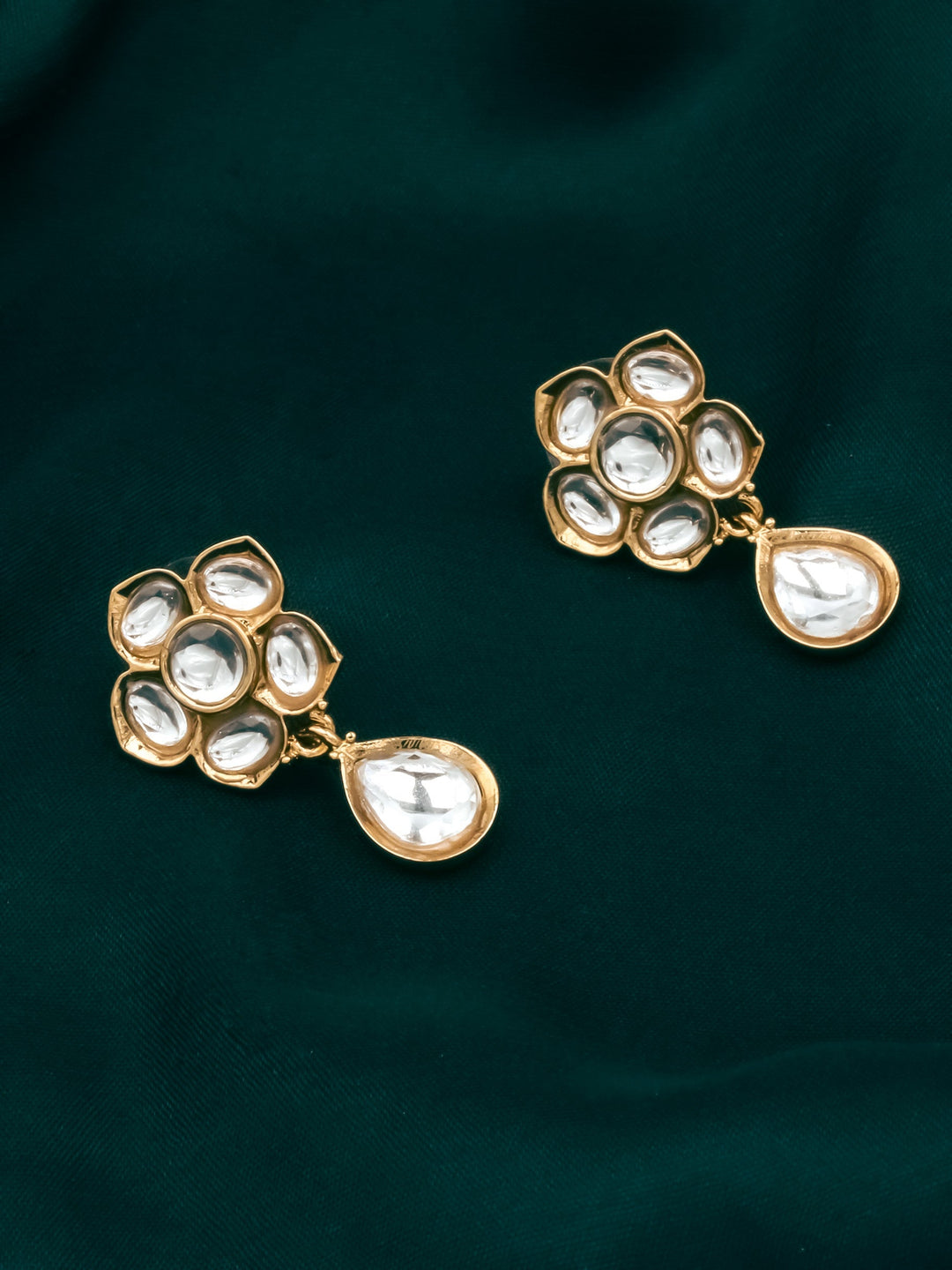 Gold &amp; White Drop Earrings