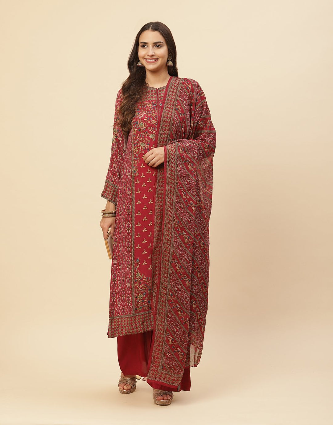 Digital Printed Crepe Salwar Kameez Stitched Suit With Georgette Dupatta