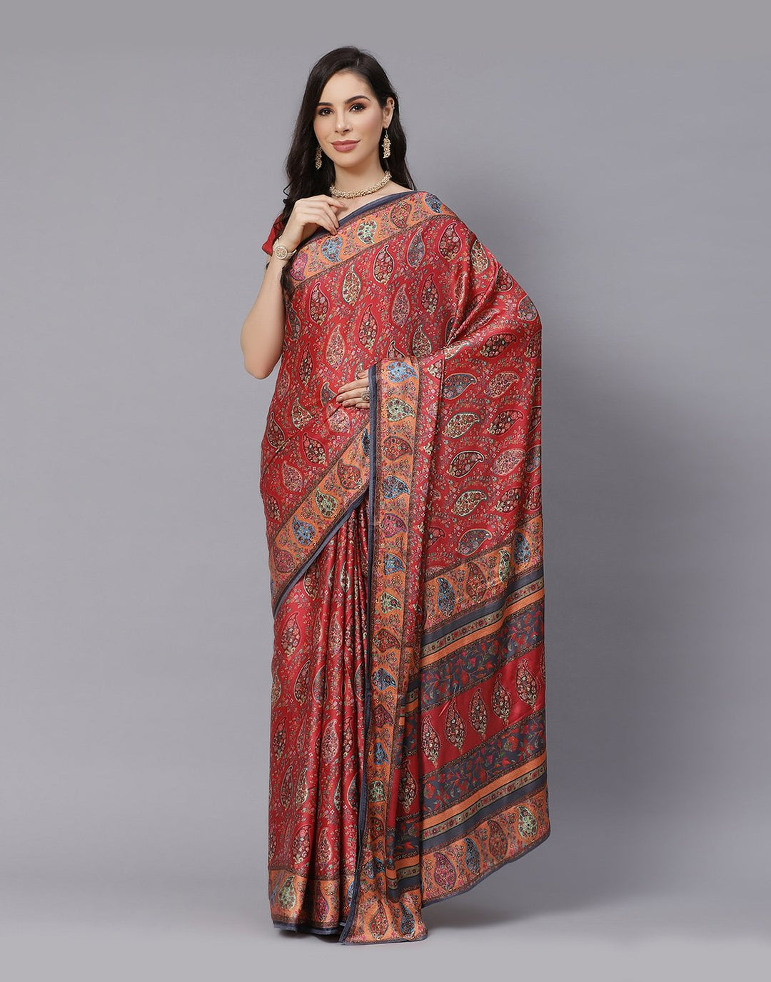 Digital Printed Satin Saree