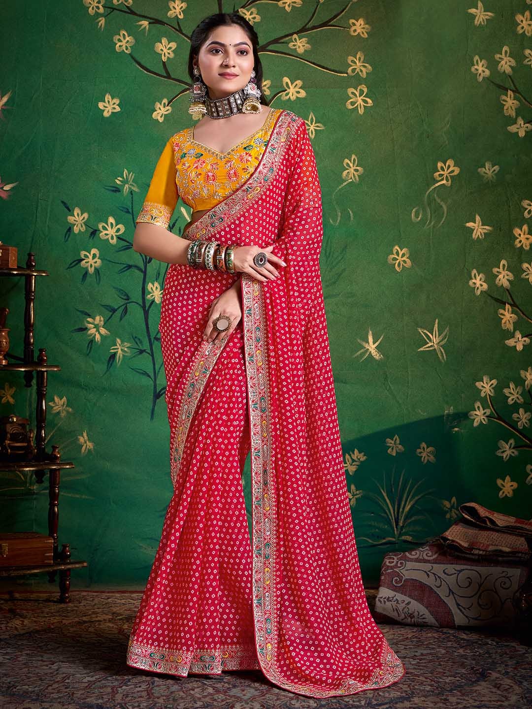 Bandhani Printed Georgette Saree