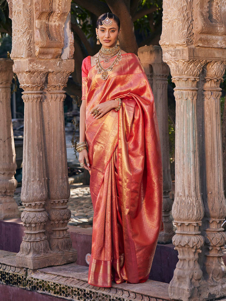 Brocade Zari Jaal Handloom Woven Saree